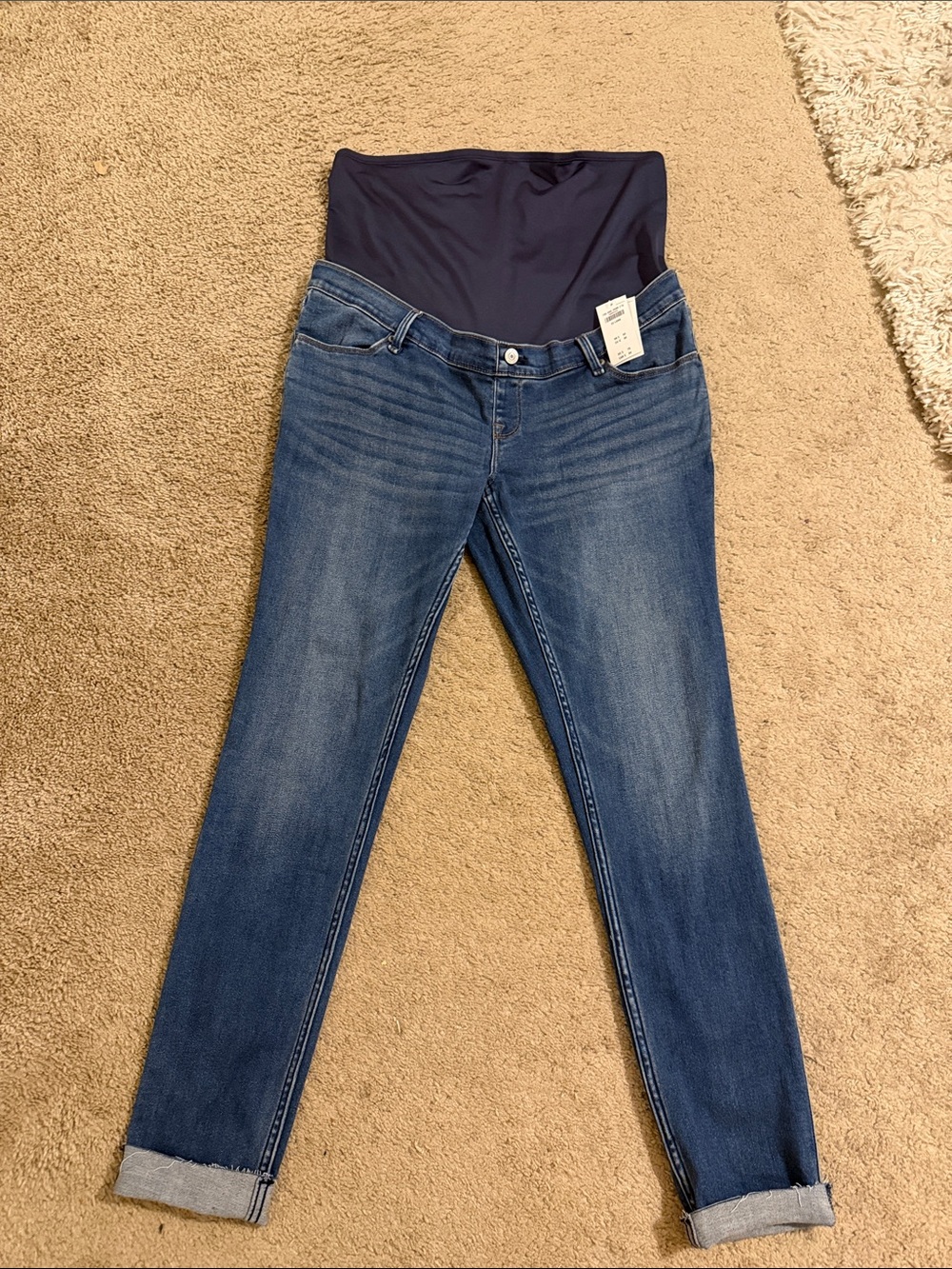 Abercrombie & Fitch Navy Panel Dark Blue Jean Legging Maternity Jeans